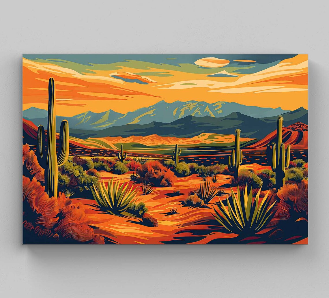 Desert Landscape Oil Painting Print, Southwestern Decor