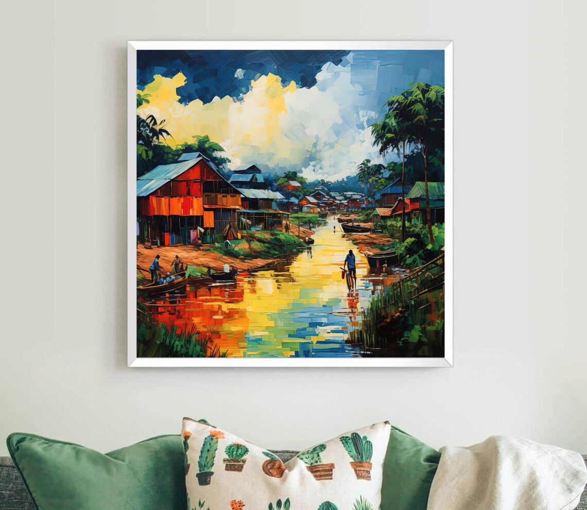 Village Art Print Bangladesh Village And Poster For Home Decor Wall Art Bangladesh Art Print - Image 4