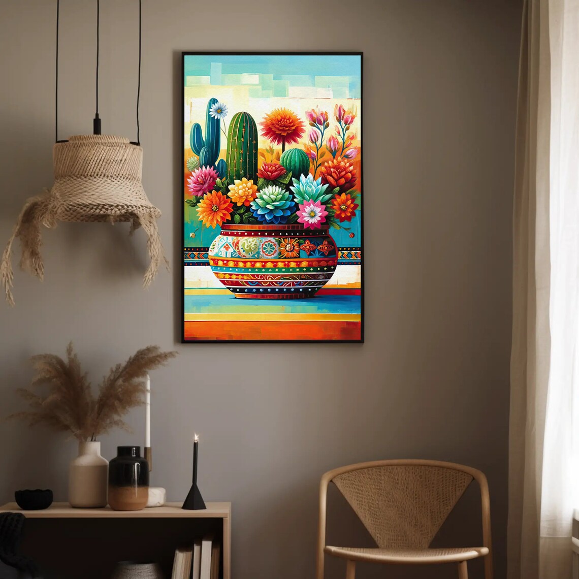 Cacti Fiesta Mexican Oil-Painting-Style Art Print - Image 5