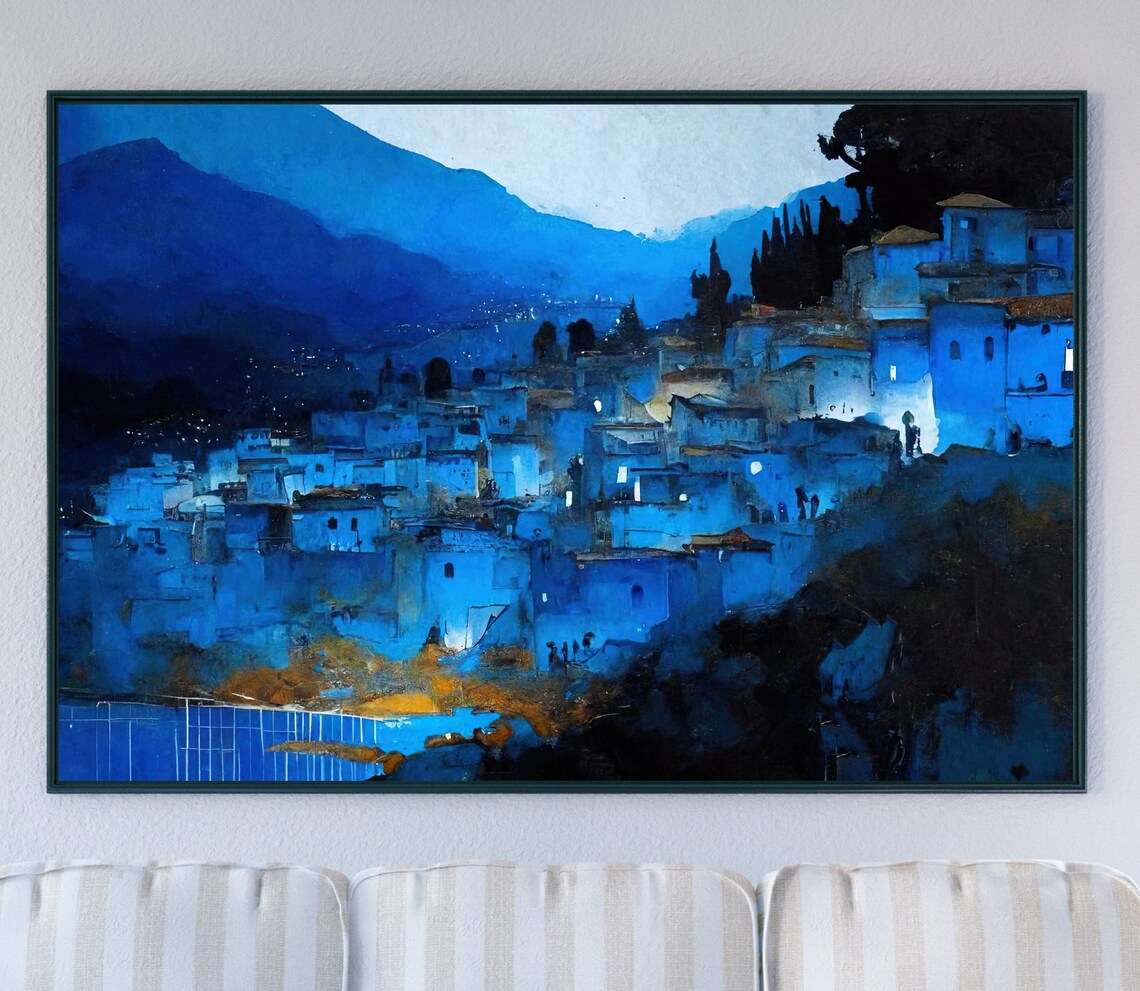 Chefchaouen Morocco Moroccan Art Deco Travel Poster - Image 4