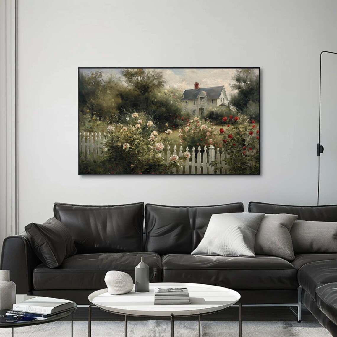 Farmhouse With Rose Garden And White Picket Fence Art Poster - Image 5