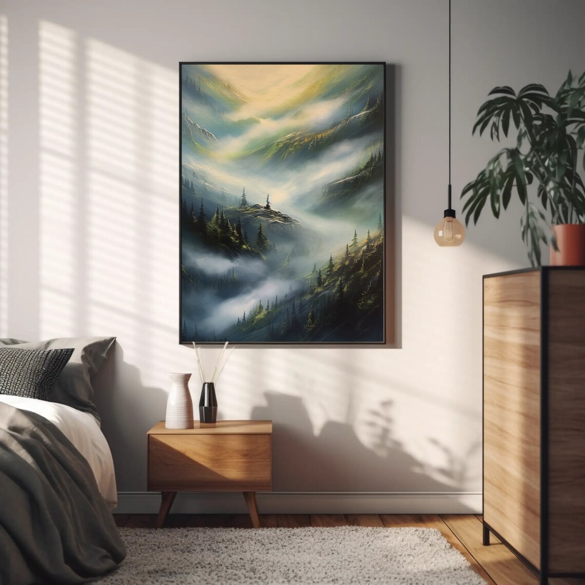 Misty Mountain Valley Fog Rolling Through Pine Forest Poster - Image 4
