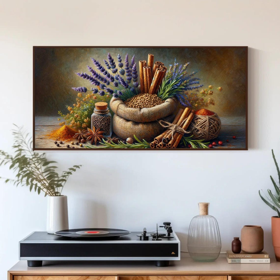 Lavender Cinnamon And Spices Rustic Still Life Kitchen Poster