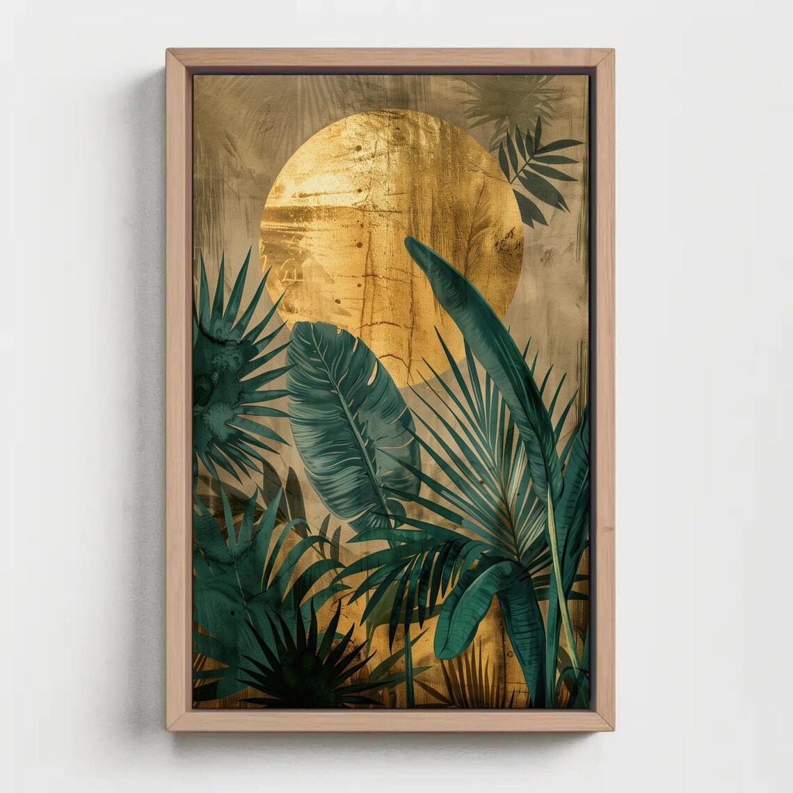 Golden Sun and Tropical Plants Art Print, Jungle - Image 2