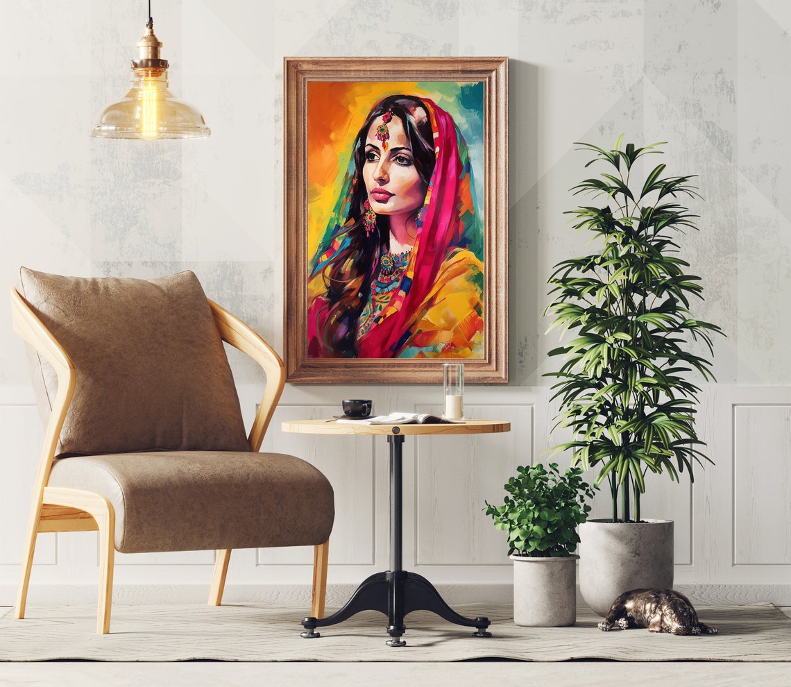South Asian Woman Painting Pakistani Woman Decor Indian Decor Desi Art South Asian Art Desi Painting Desi Woman Print Desi Art - Image 2