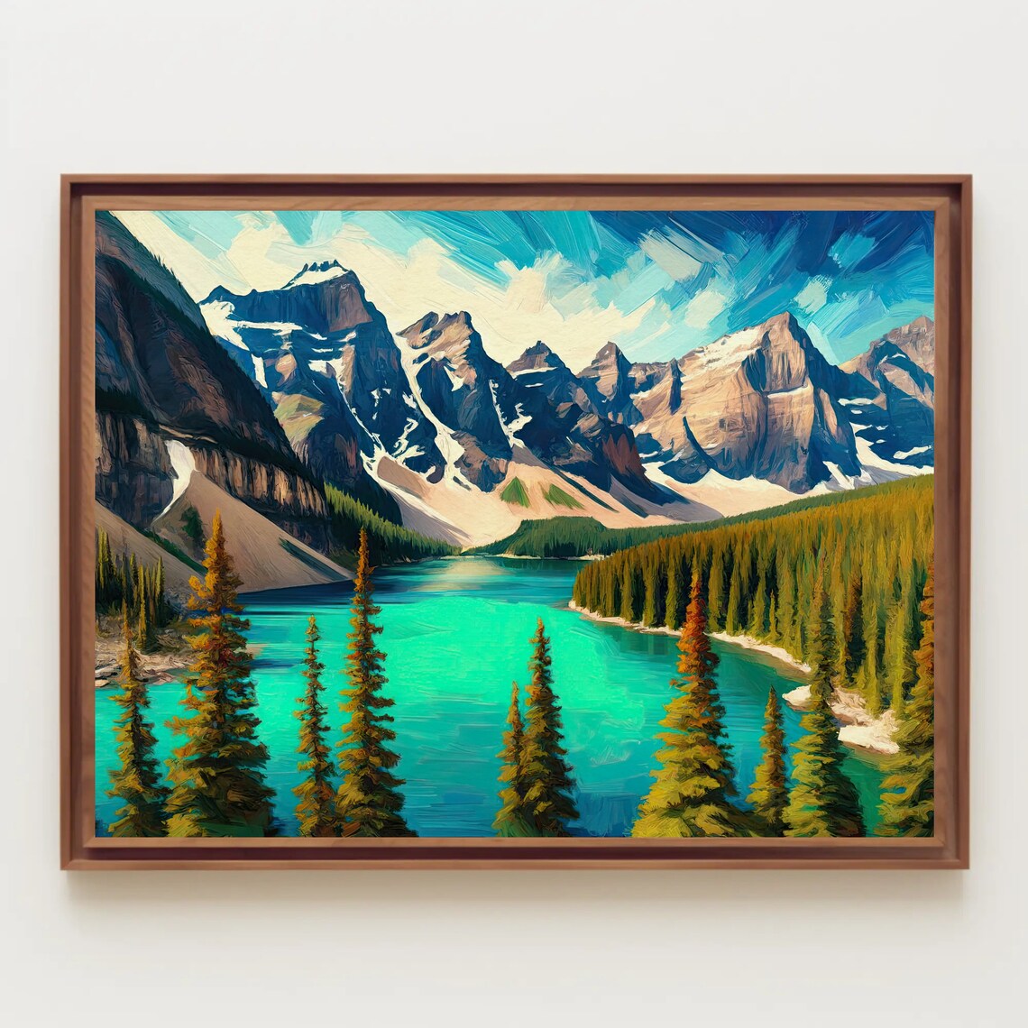 Moraine Lake Oil Painting, Canada Landscape Art Print - Image 5