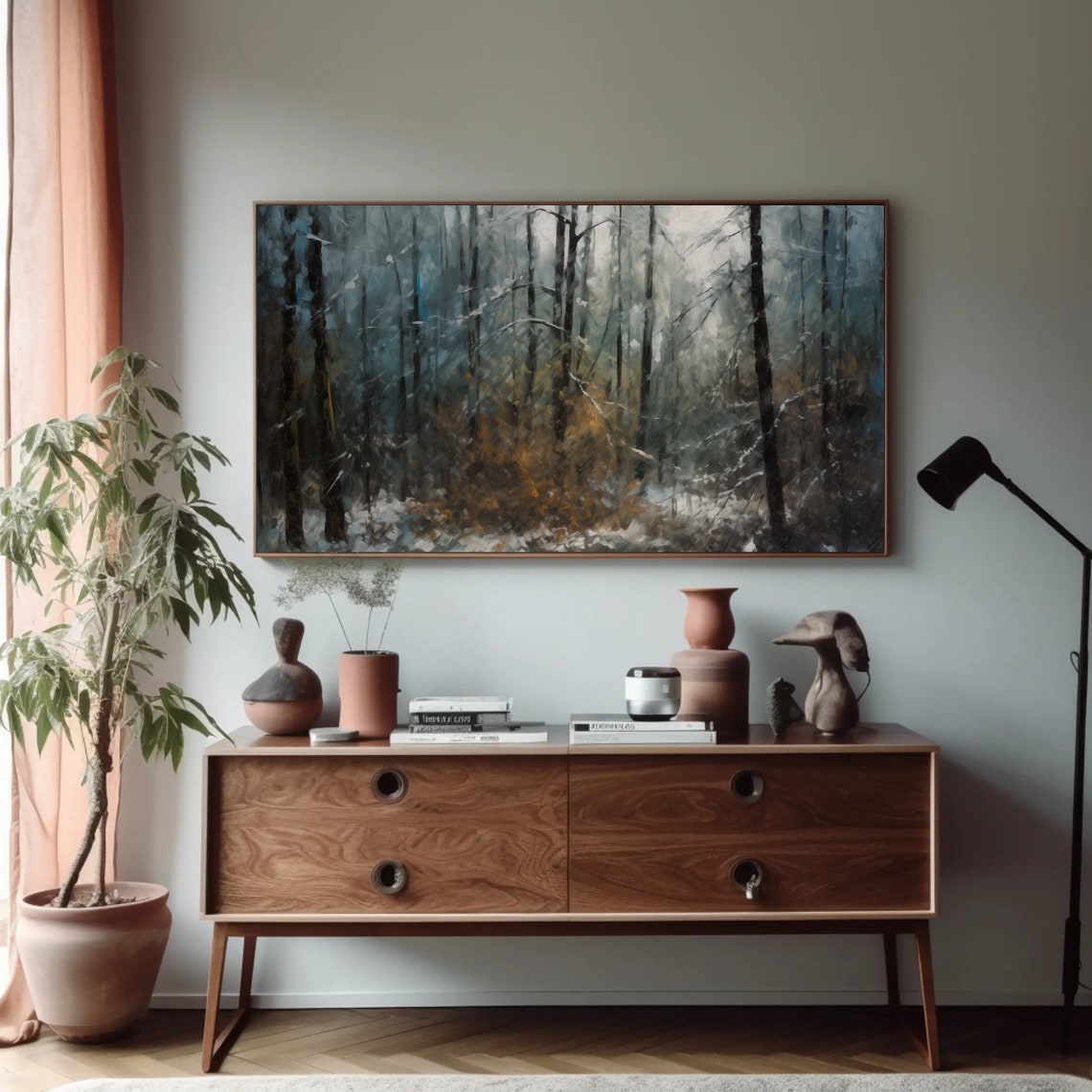 Winter Tree Forest Oil Painting Landscape Art Forest Art Winter Wall Art Ready To Hang - Image 5