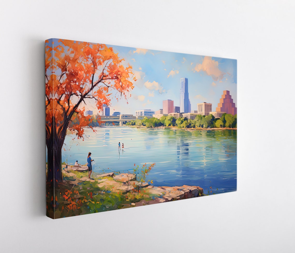 Lady Bird Lake Wall Art Large Print Lady Bird Lake Poster Lady Bird Lake Painting Lady Bird Lake Print Austin Texas Travel Art - Image 5