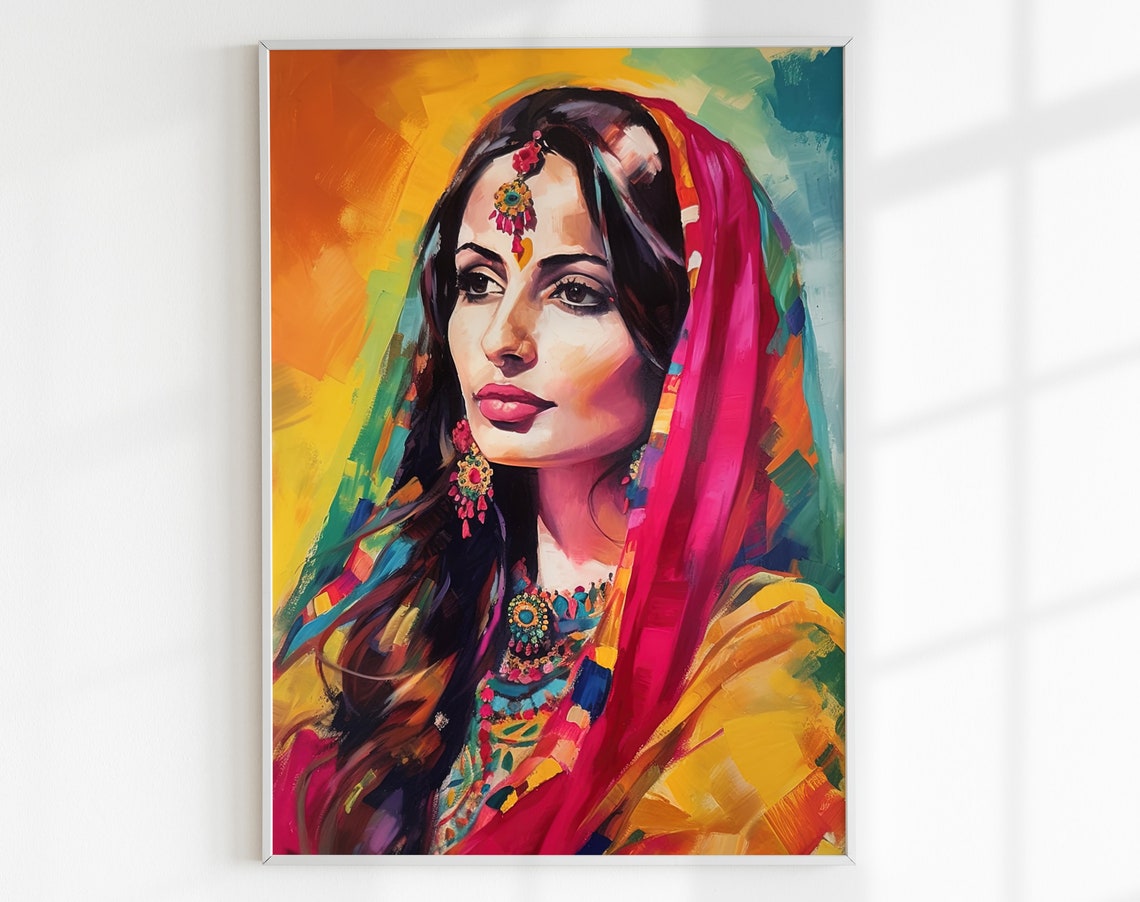 South Asian Woman Painting Pakistani Woman Decor Indian Decor Desi Art South Asian Art Desi Painting Desi Woman Print Desi Art - Image 4