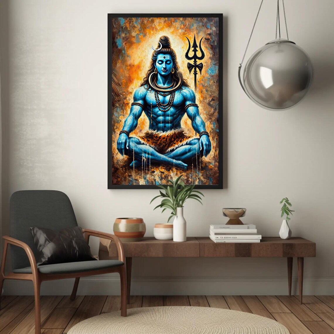 Lord Shiva Meditating Hindu Spiritual Deity Painting Art Poster - Image 3