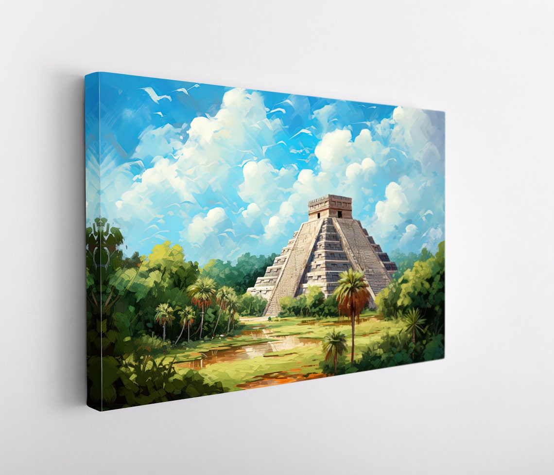 Chichen Itza Mayan Pyramid Jungle Mexico Ancient Ruins Travel Poster - Image 5