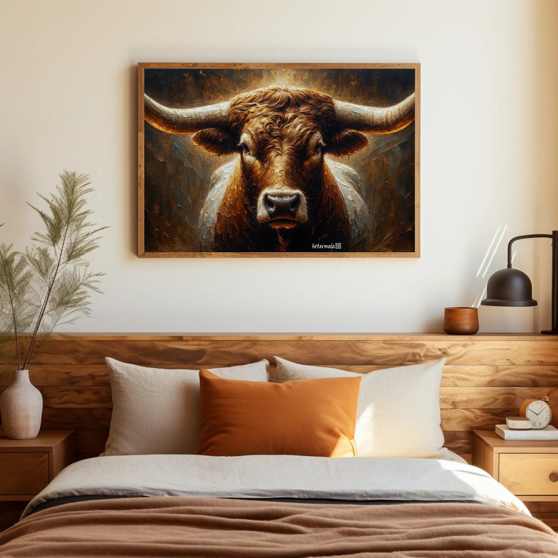 Texas Longhorn Bull Dramatic Oil Painting Western Style Poster - Image 5