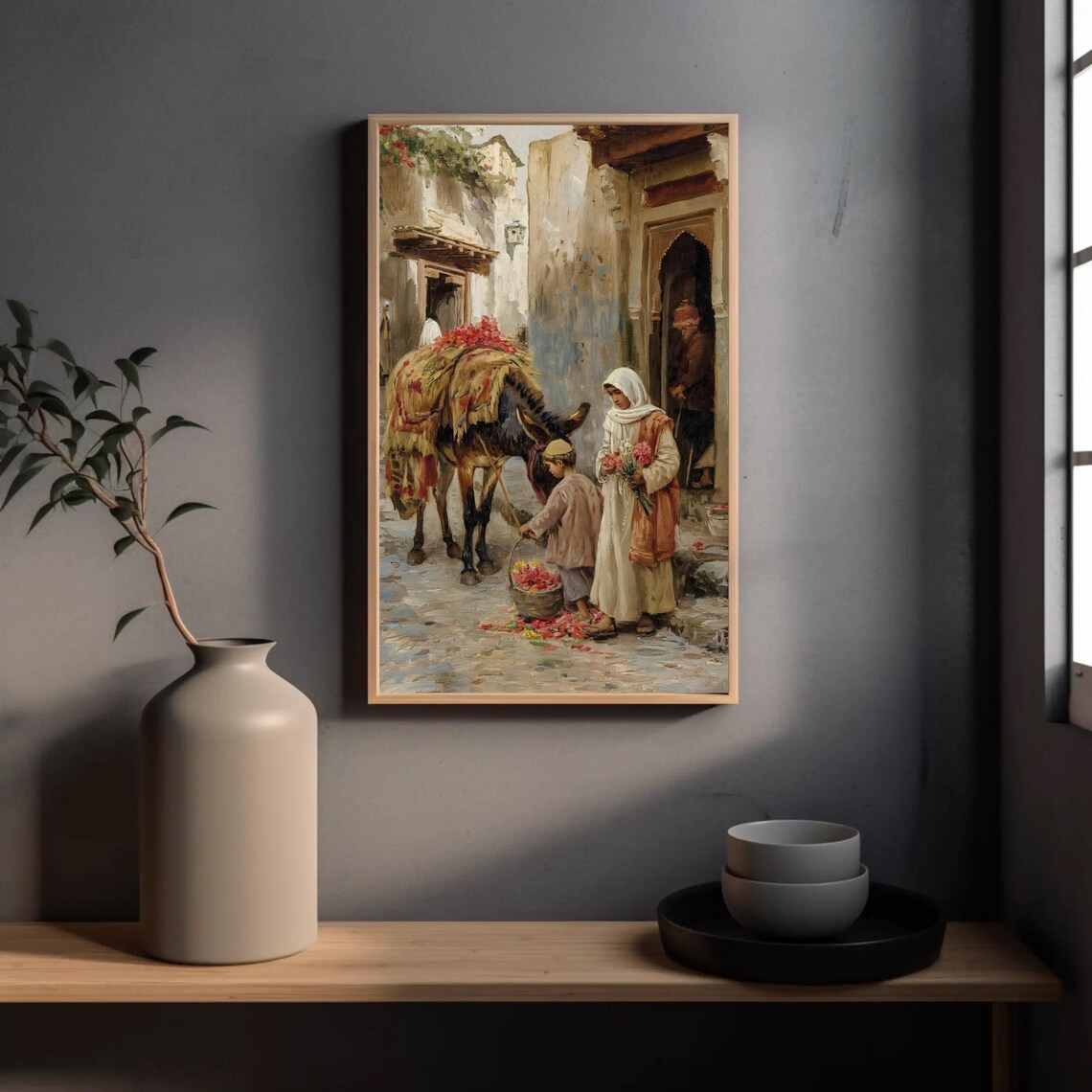 Arabian Street with Muslim Woman and Child Art Print - Image 5