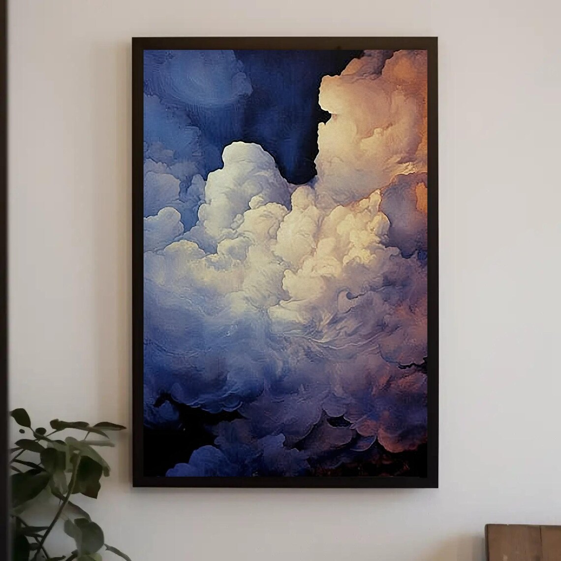 Blue Clouds Modern Abstract Decor, Wall Art Print