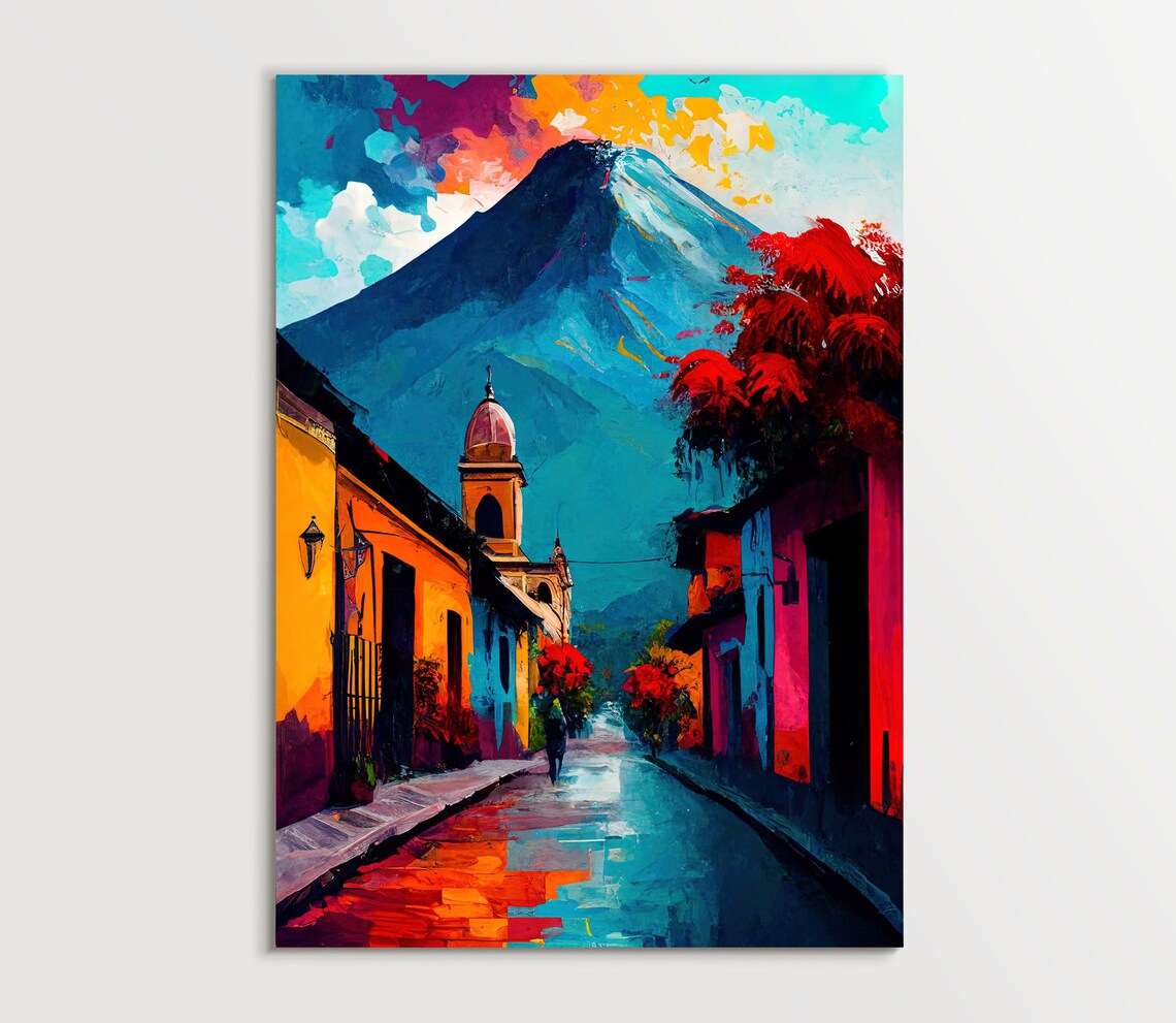 Guatemala Travel Poster, Antigua Guatemala Travel Art - Image 3
