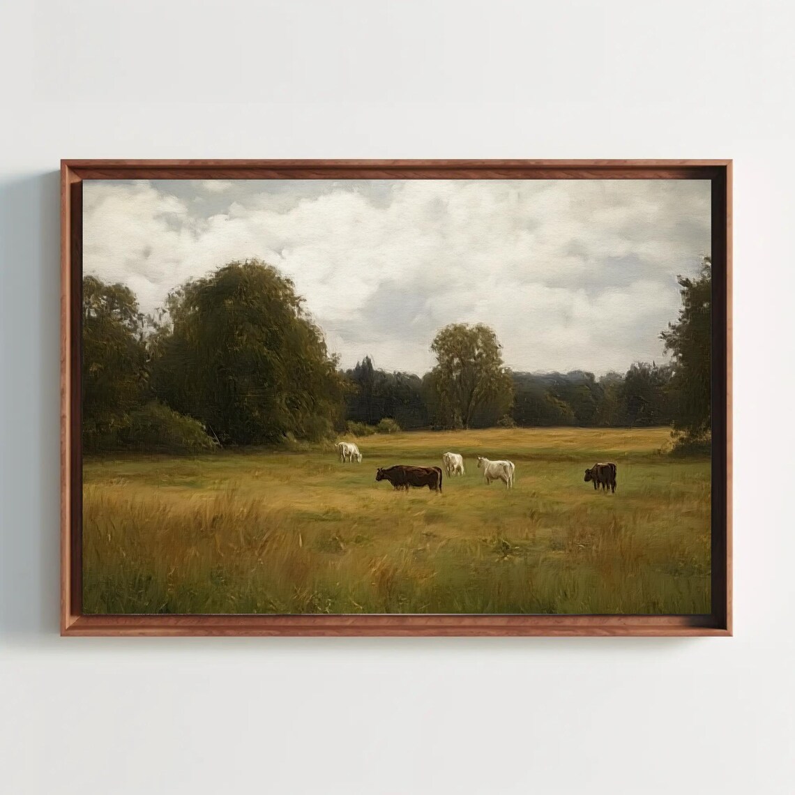 Cattle Grazing in a Sunlit Pasture Vintage Landscape Painting Poster