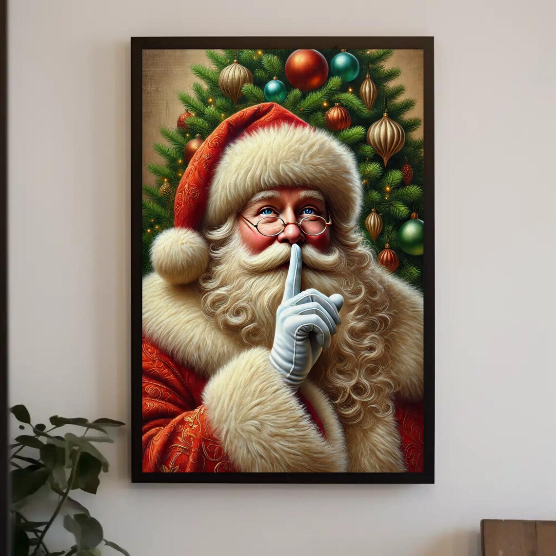 Santa Claus Christmas Wall Art Print, Whimsical