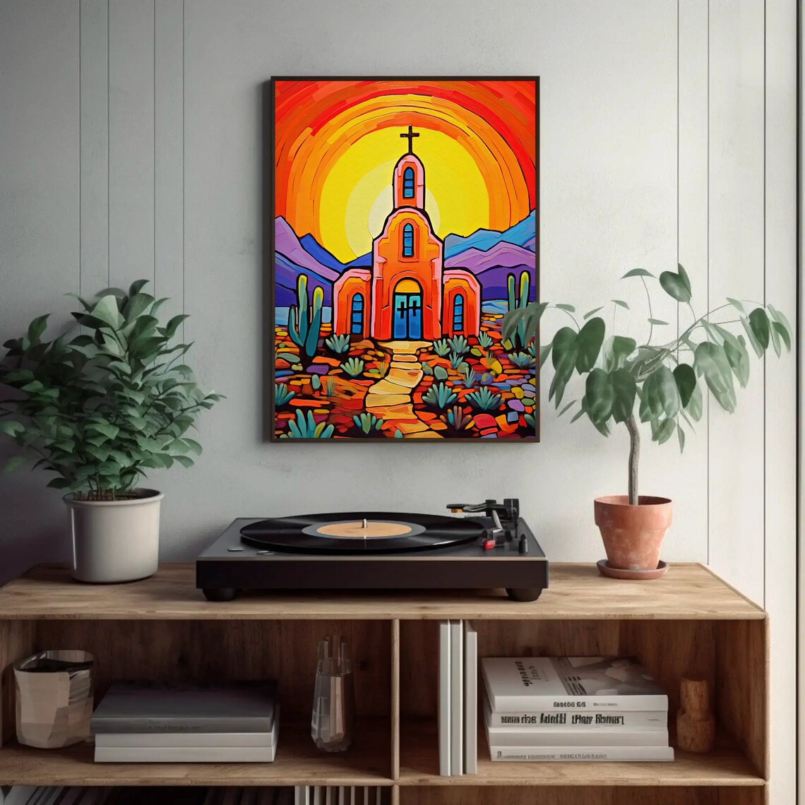 Mexican Church In Desert Art Print, Religious Decor - Image 3