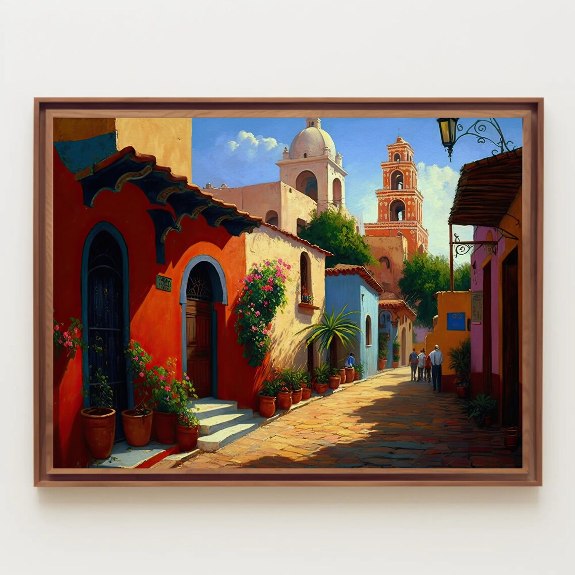 Mexican Village Scene, Colorful Traditional Art Print - Image 5