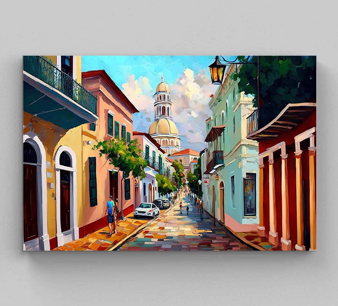 Old San Juan Oil Painting, Puerto Rico Art Print