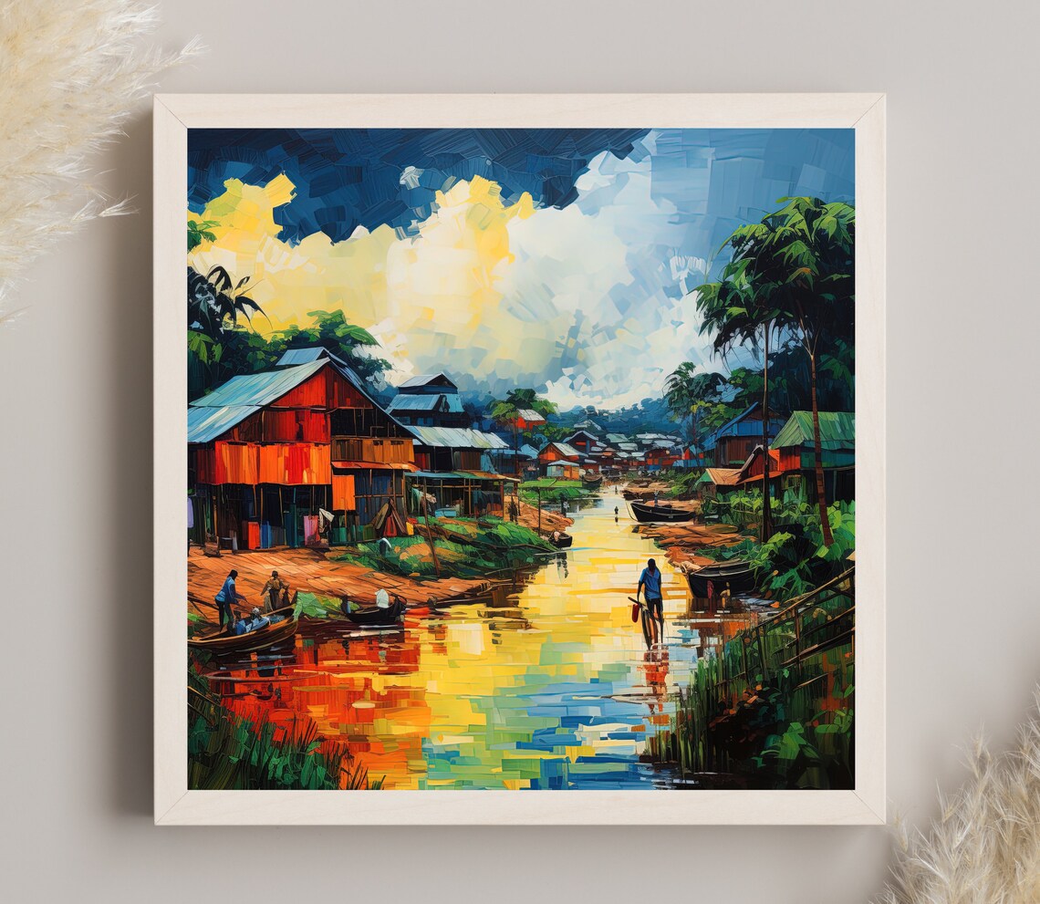 Village Art Print Bangladesh Village And Poster For Home Decor Wall Art Bangladesh Art Print