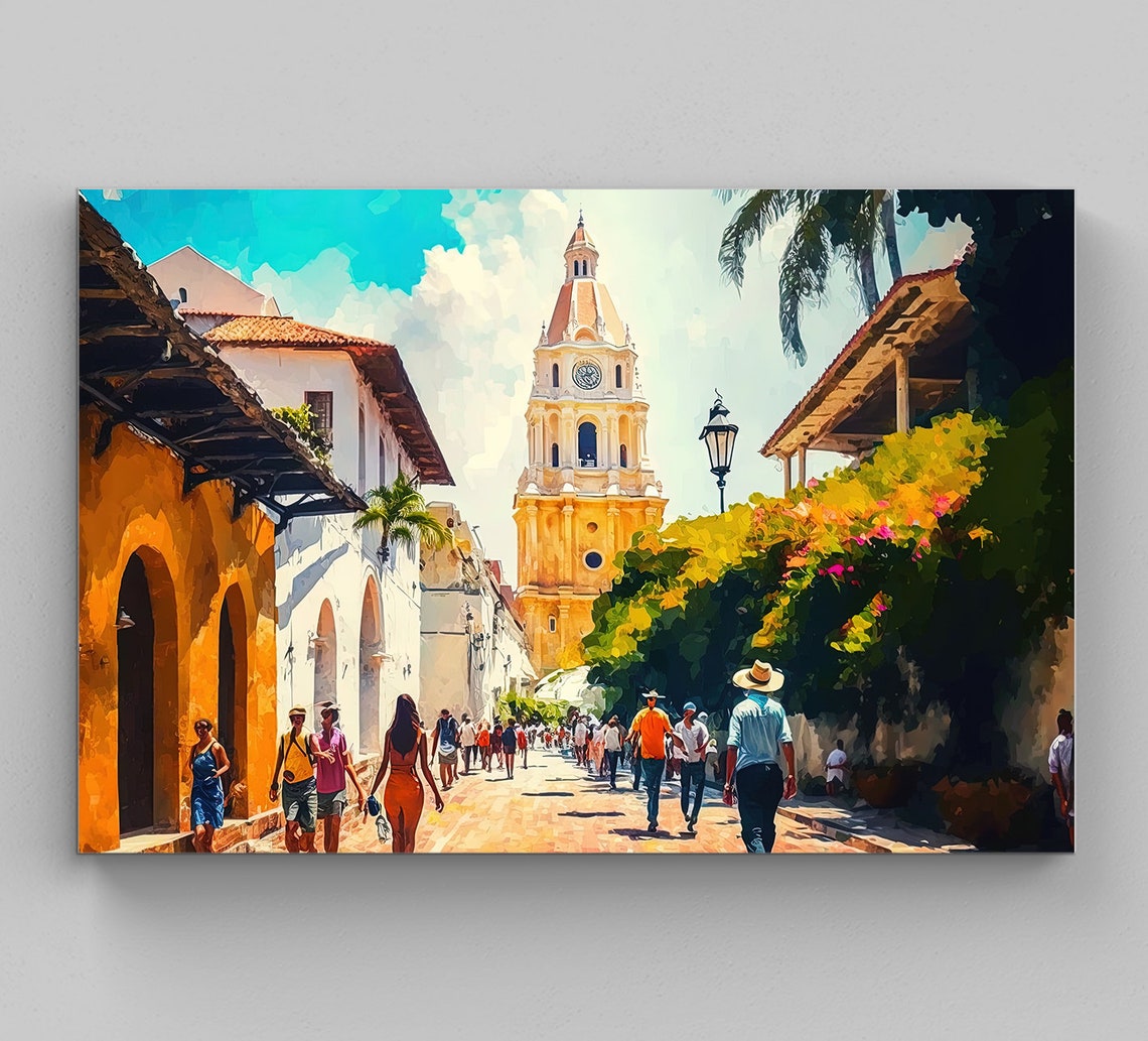 Cartagena Oil Painting Colombia Wall Art Colombia Print Colombia Art Print Colombia Wall Art Colombia Gift Colombia Art