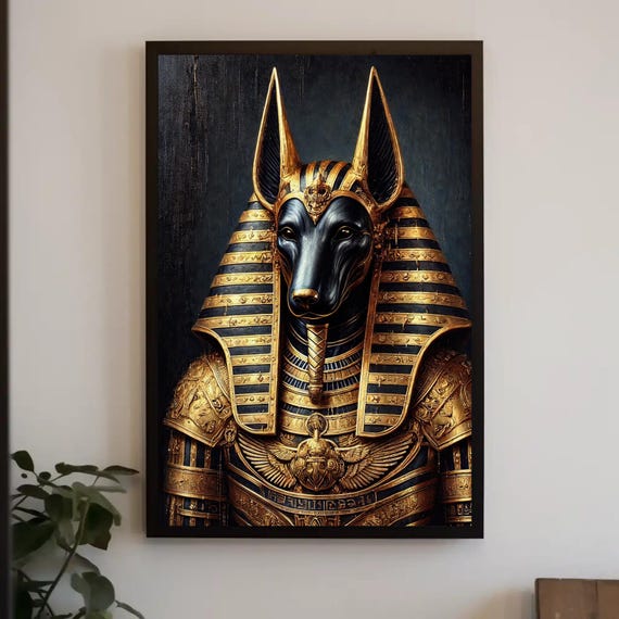 Egyptian God Anubis Portrait Gothic Print Dark Mythology Wall Art Egyptian Deity Decor Mystical Gothic Art Ready To Hang