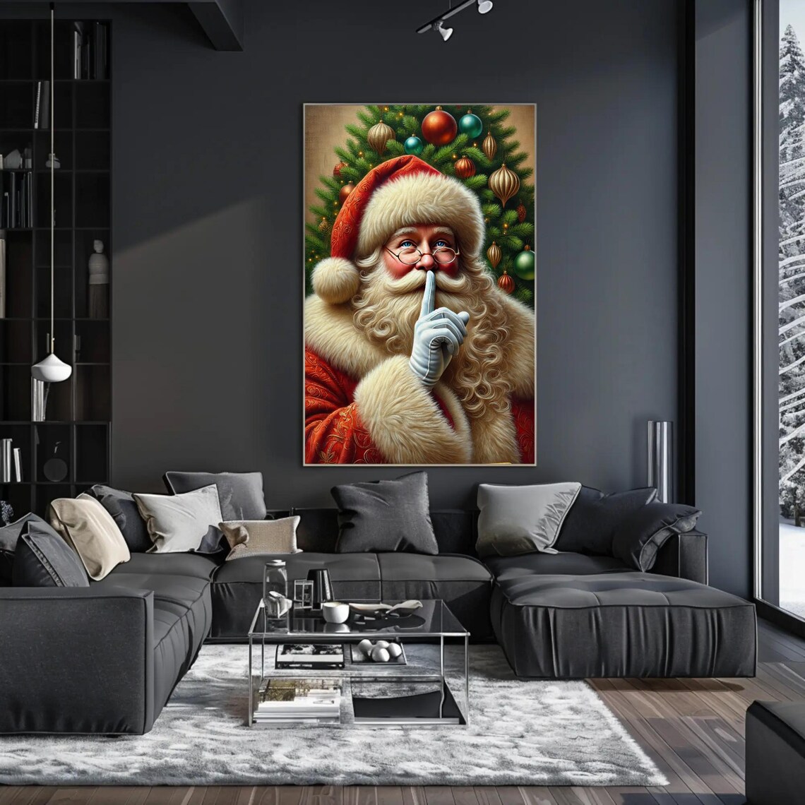 Santa Claus Christmas Wall Art Print, Whimsical - Image 3