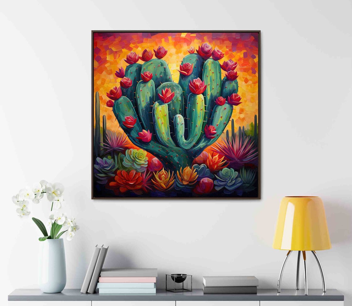 Mexican Heart-Shaped Cactus, Mexican Folk Art Print - Image 3