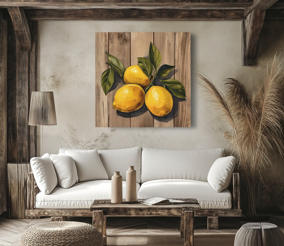 Lemons Rustic Wood Background Print Kitchen Wall Decor Farmhouse Kitchen Decor Cottage Kitchen Wall Art Ready To Hang - Image 5