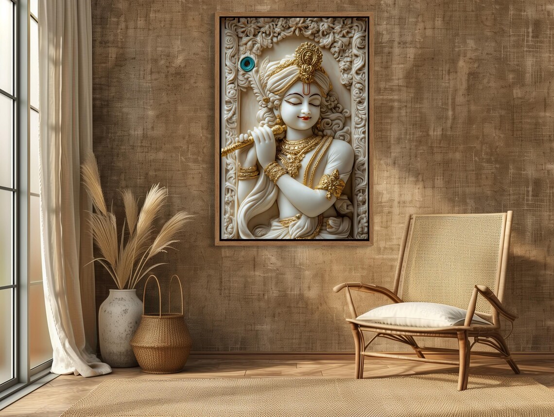 Krishna 3D Illusion Print, Hindu Spiritual Art Print - Image 3