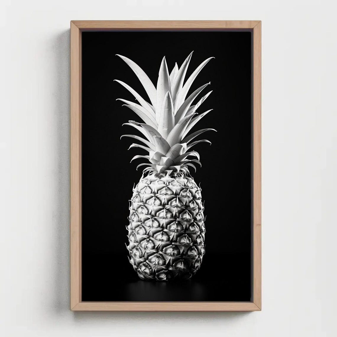 Black and White Pineapple Still Life on Dark Background Print - Image 5