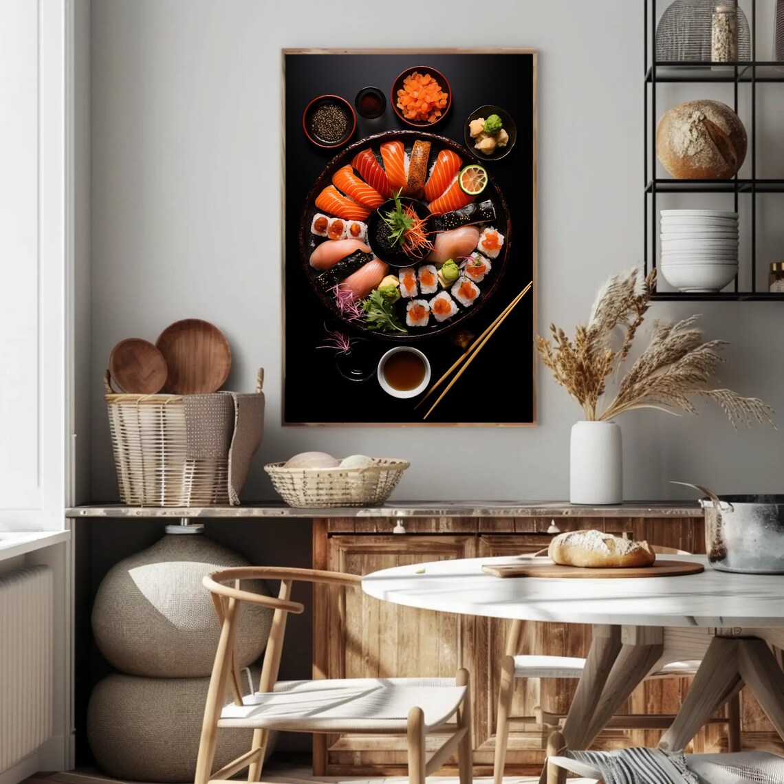Colorful Sushi Platter Top View Salmon Nigiri Japanese Food Art Poster - Image 5