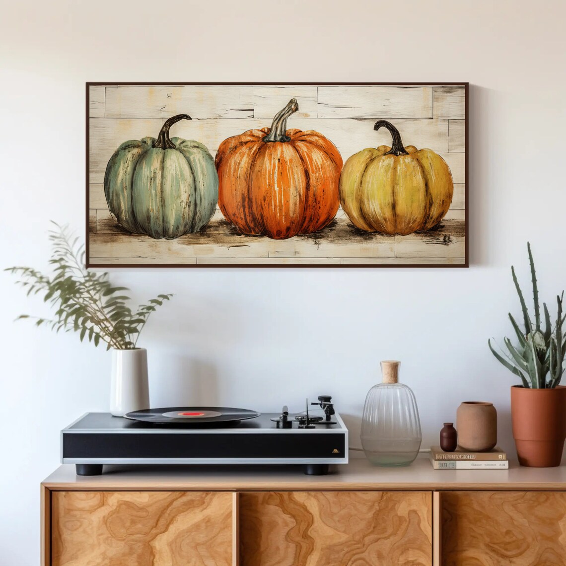 Three Pumpkins, Kitchen Dining Room Art Print