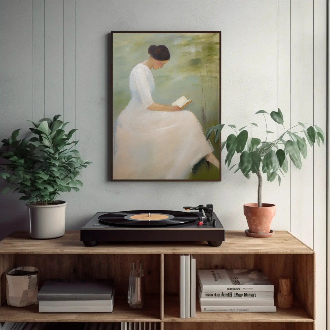 Woman Reading Book, Impressionist Minimalist Art Print - Image 4