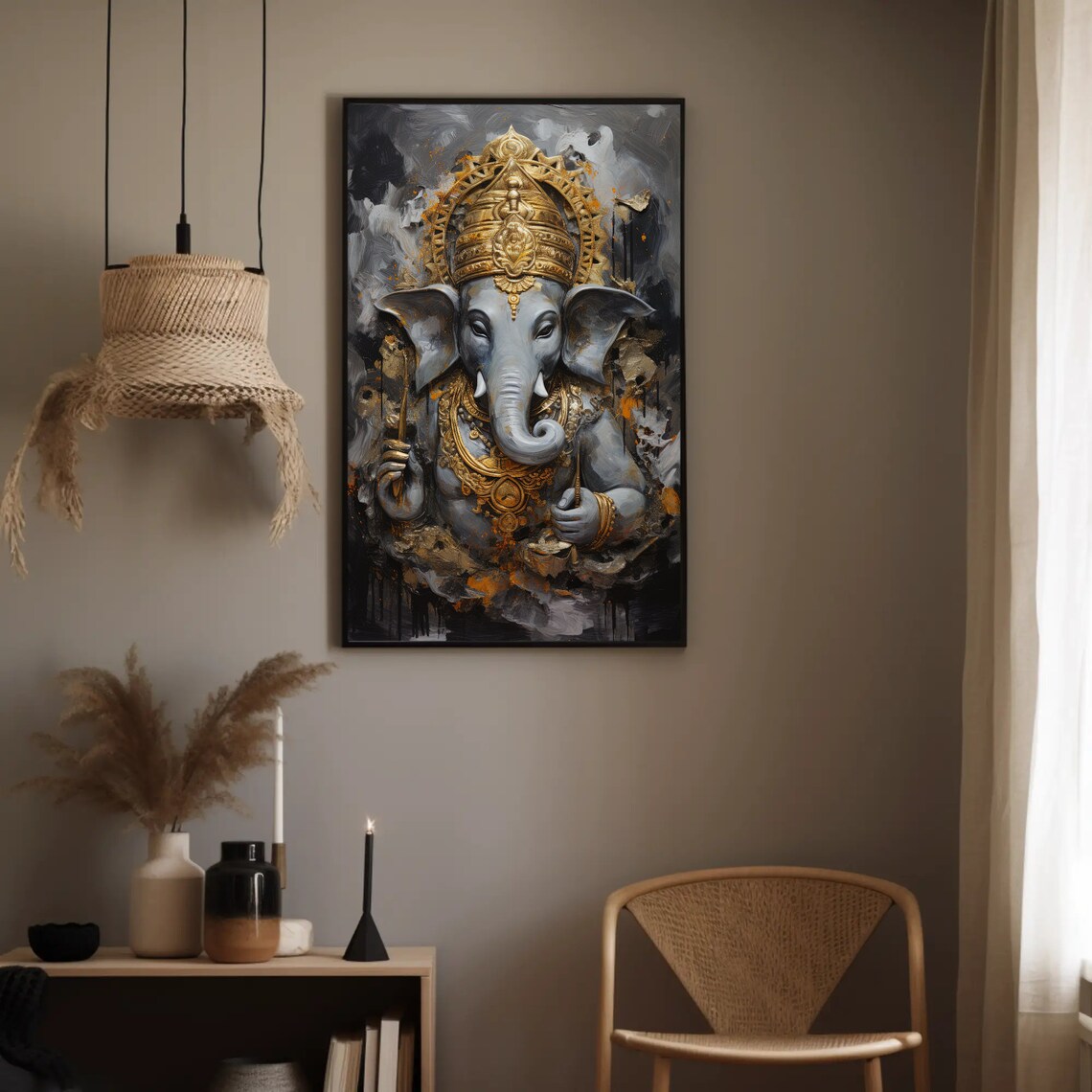 Ganesh Ji Ganesha Art Print, Hindu Wall Decor - Image 2