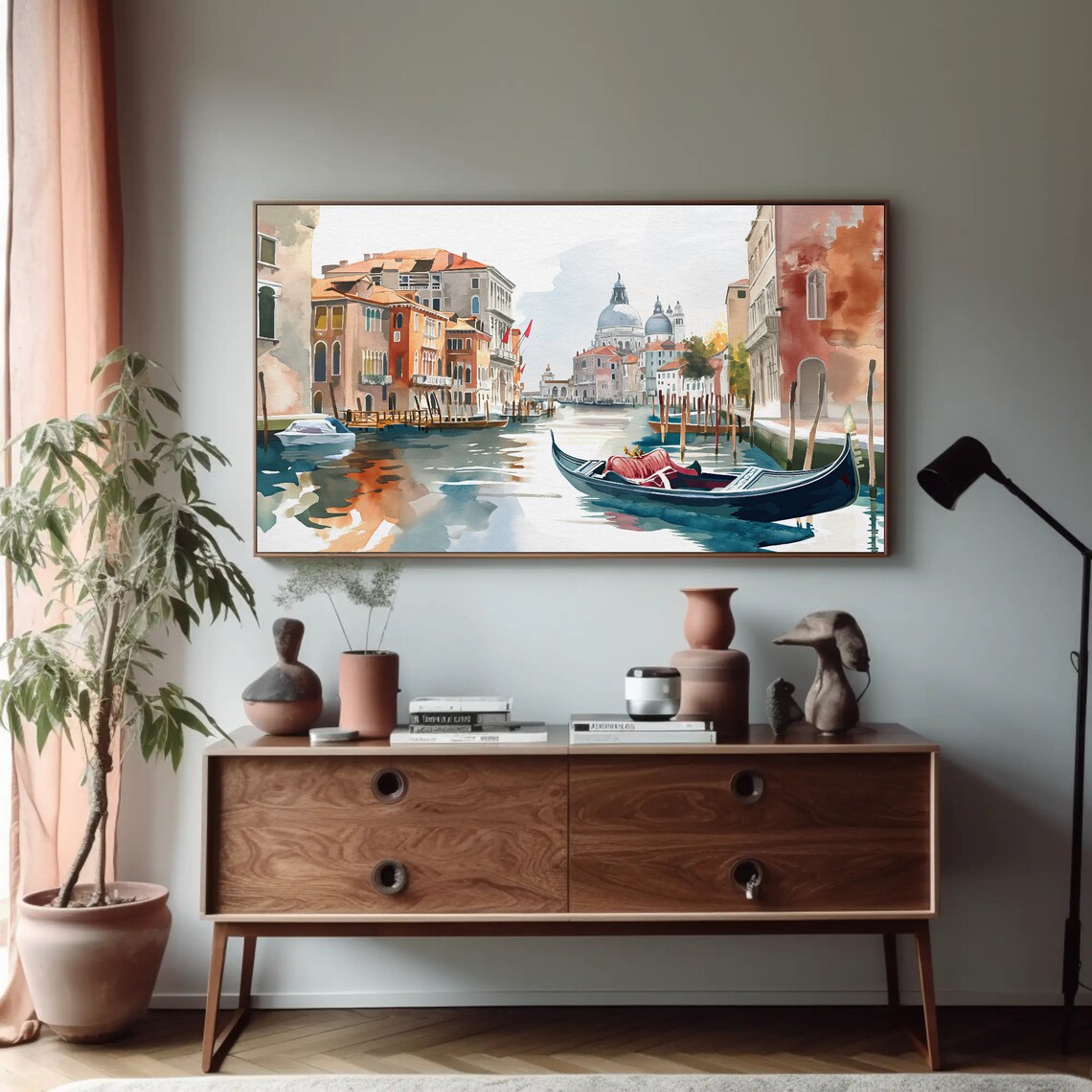 Venice Canal Gondola with Basilica View Romantic Watercolor Poster - Image 5