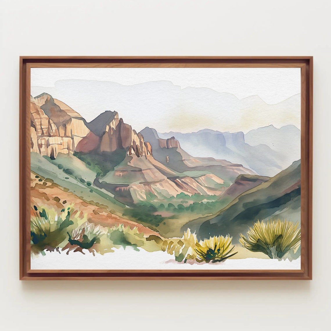 Copper Canyon Desert Cliffs Golden Mexico Landscape Watercolor Poster - Image 5