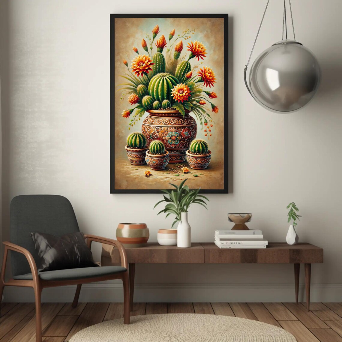 Mexican Cactus Botanical Desert Landscape Art Print - Image 4