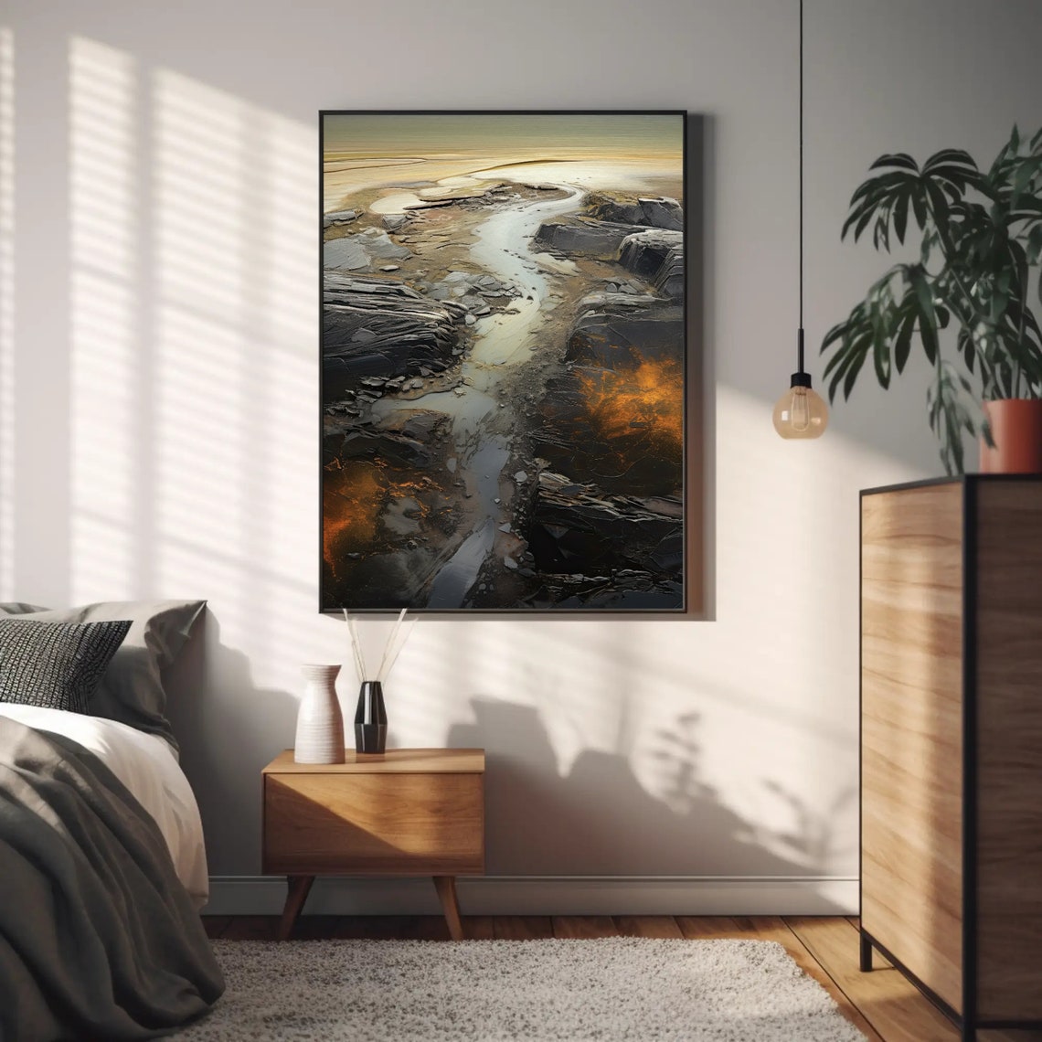 Rocky Shore Stream At Dusk Dark Coast Abstract Seascape Poster - Image 4