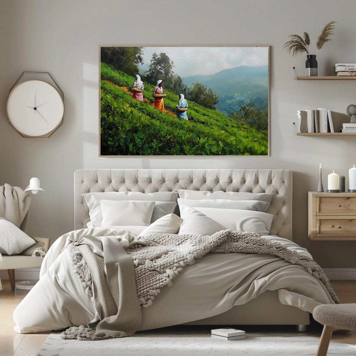 Kerala Women Tea Pickers On Lush Green Plantation Hills Poster - Image 3