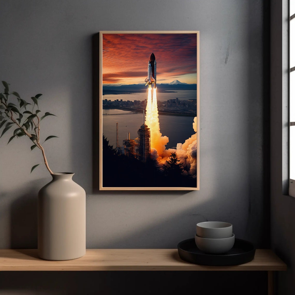 Space Shuttle Rocket Launch Sunset Liftoff Exploration Poster - Image 2