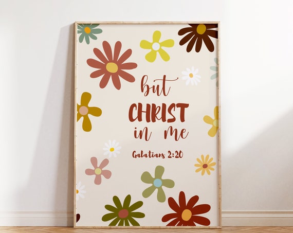 Christian Wall Print Retro Scripture Bible Verse Galatians Print Christian Poster Wall Decor Art Christian Gift