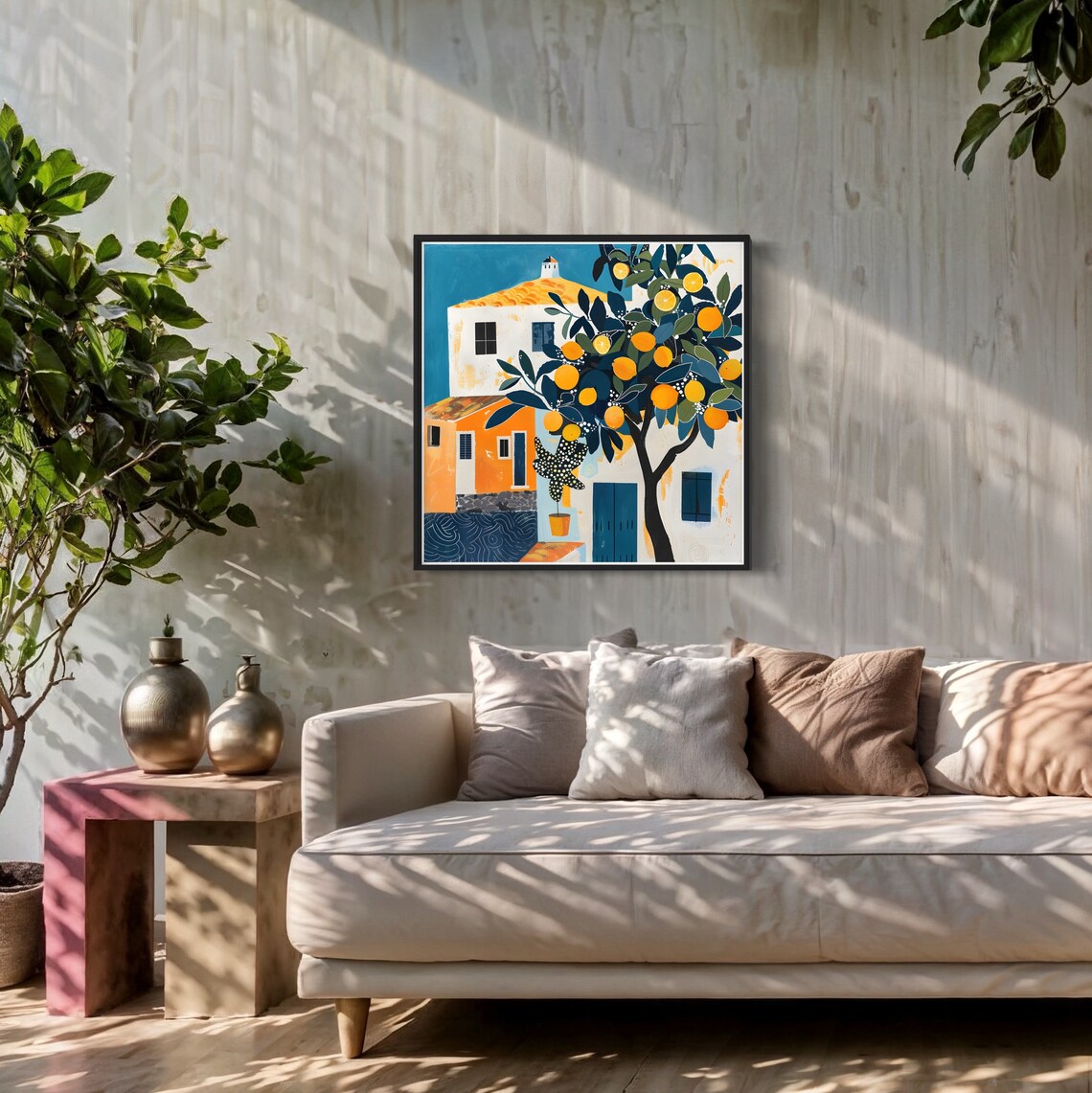 Orange Tree Abstract Art Print, Mediterranean Coastal - Image 4