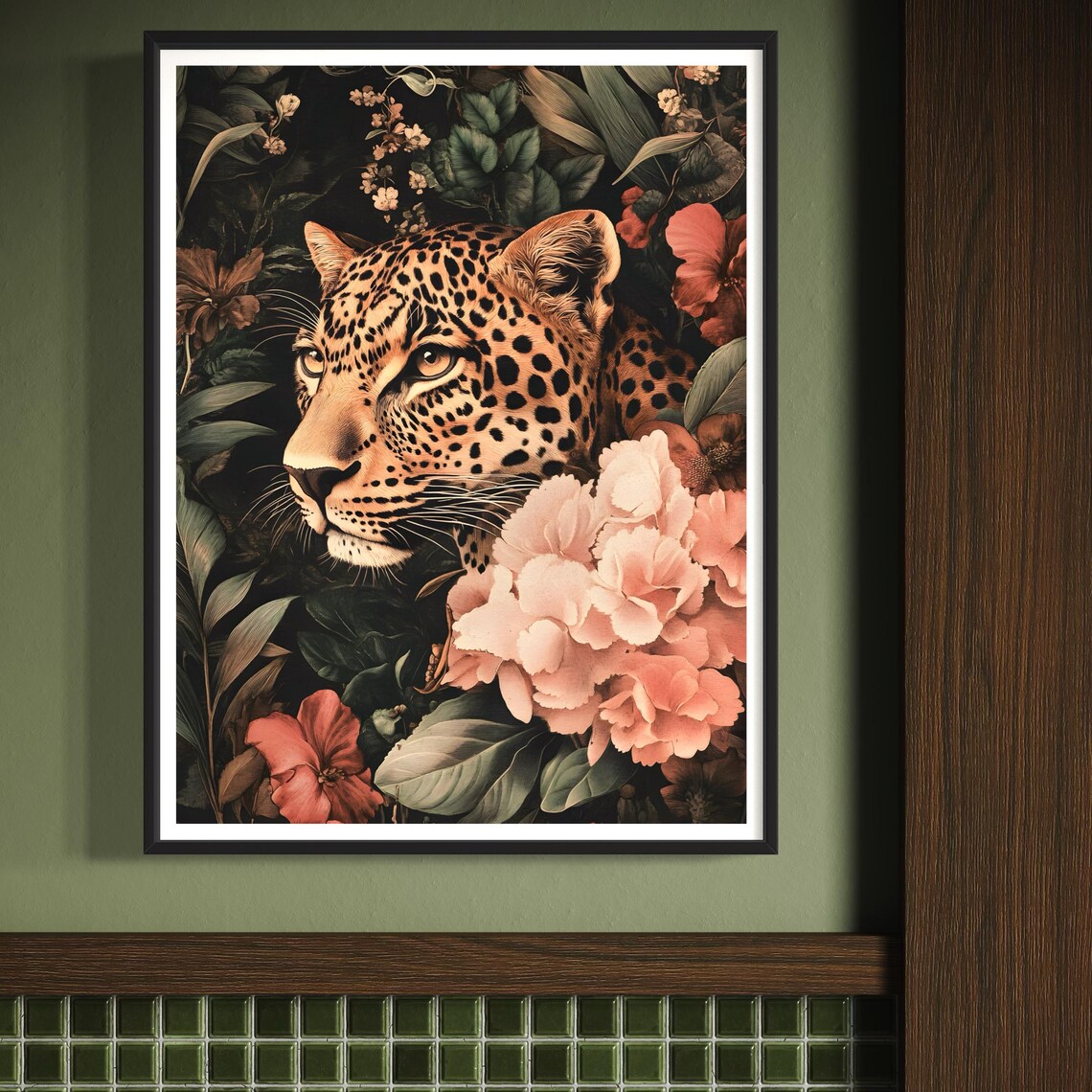 Leopard Art Print, Vintage Modern Jungle Decor - Image 2