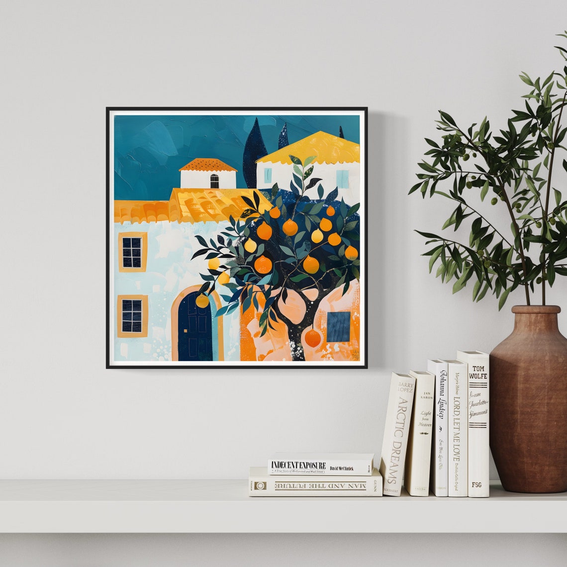 Mediterranean Orange Tree Village Coastal Greek House Travel Poster - Image 3