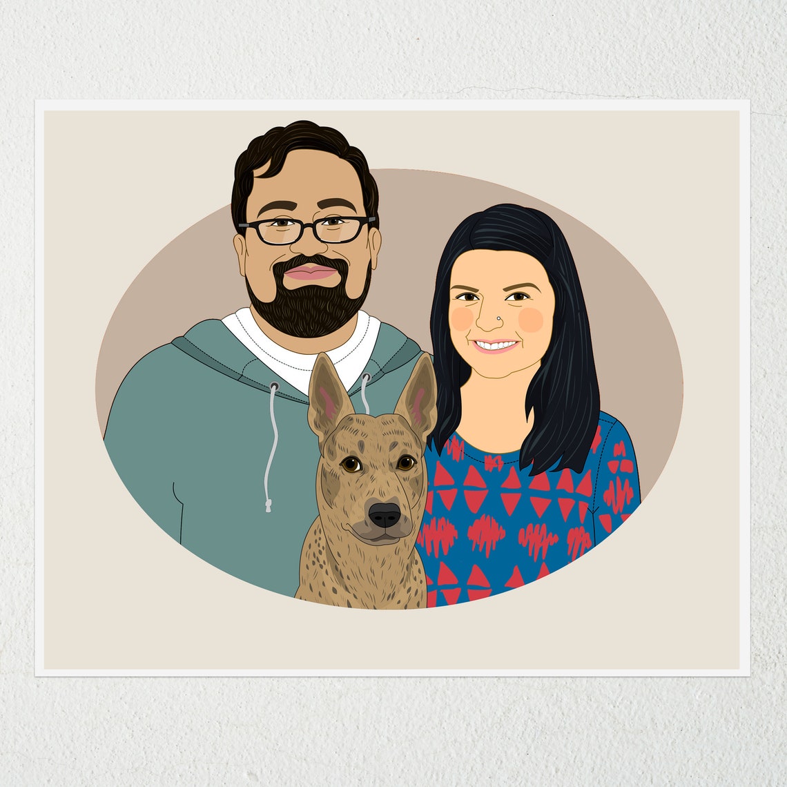 Couple With Black and Tan Dog Tongue Out Custom Portrait Poster - Image 7