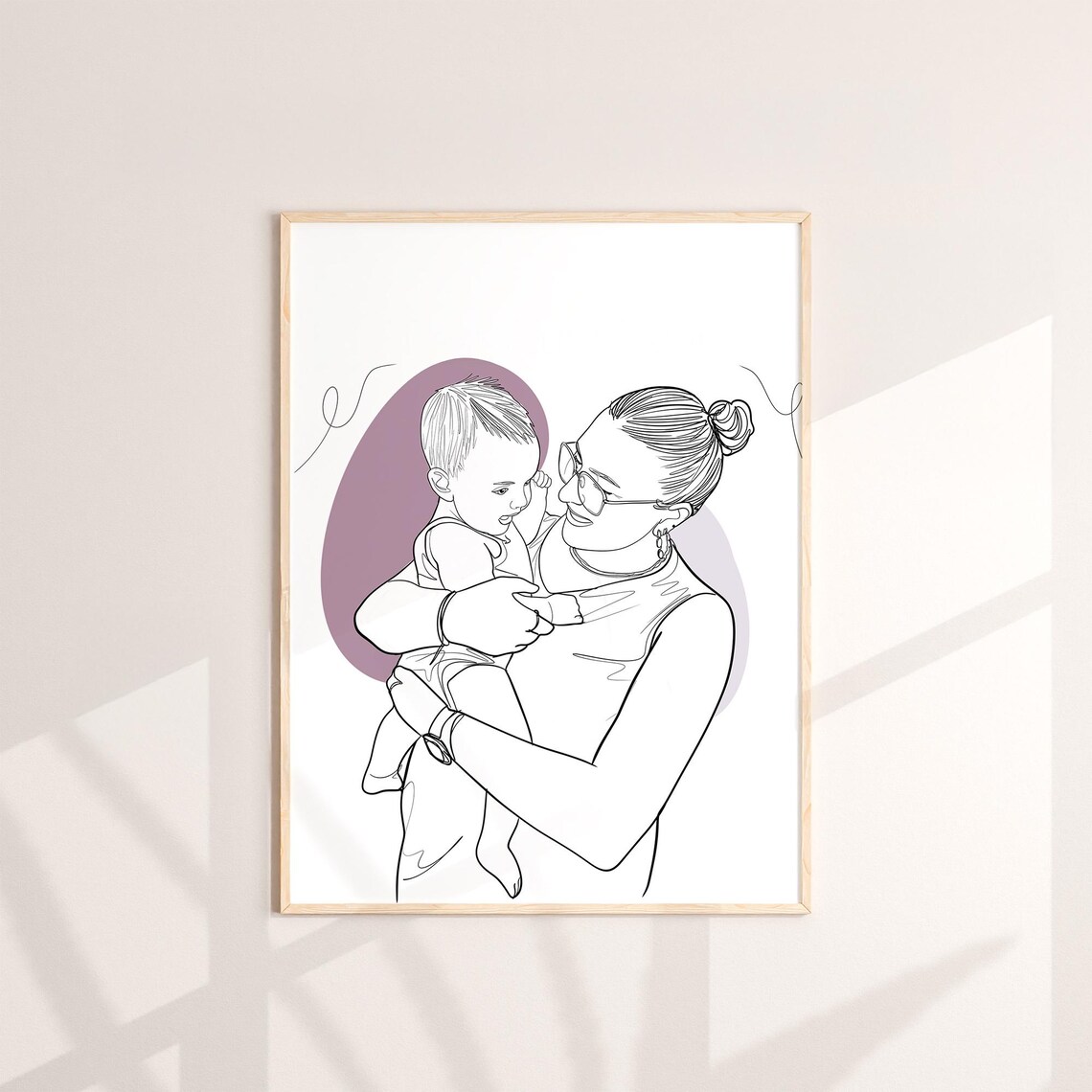 The Santas Family Est 2024 Line Drawing Portrait with Son Poster - Image 2
