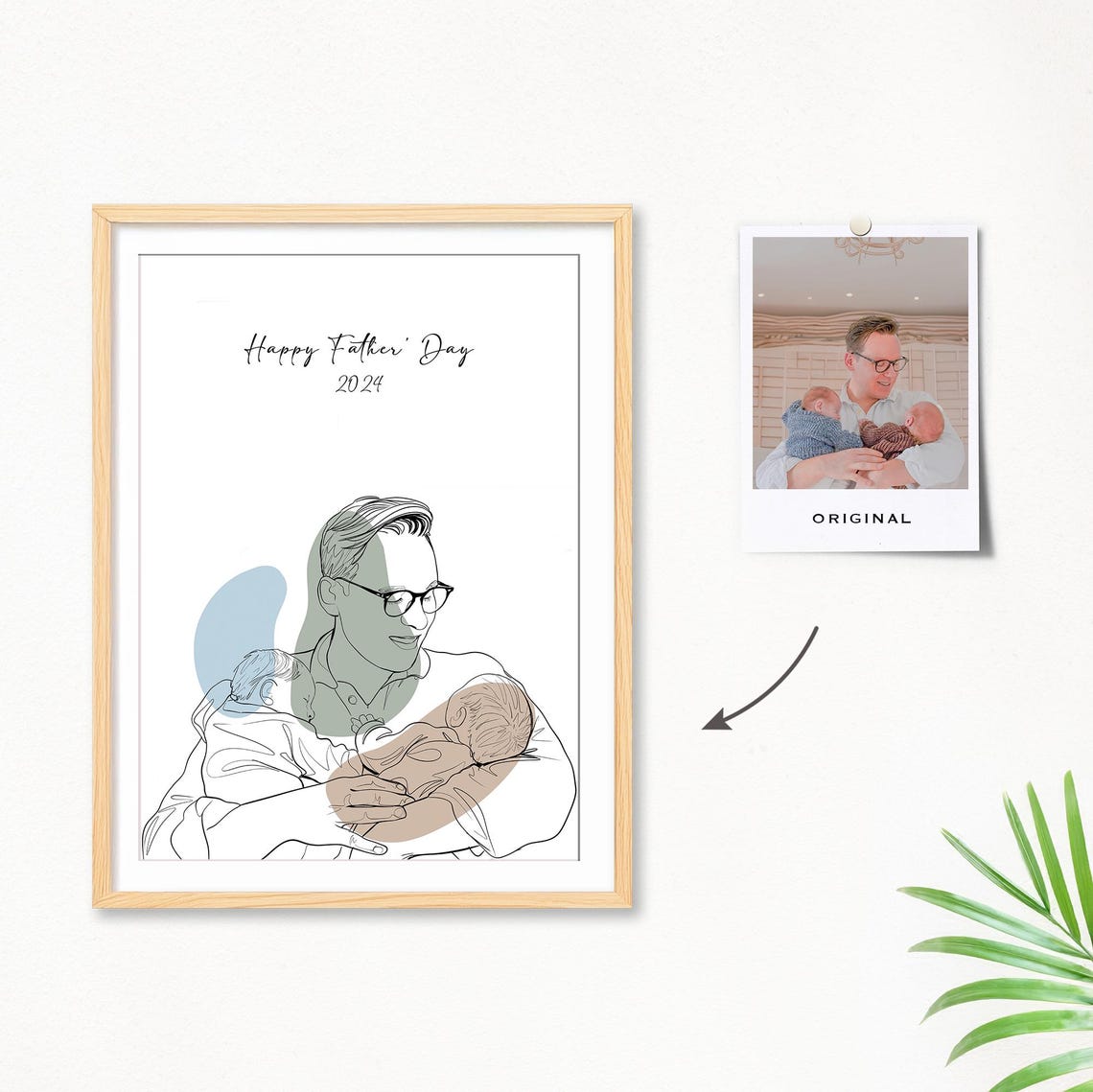 Beach Embrace Couple Line Drawing with Modern Color Blocks Poster - Image 2