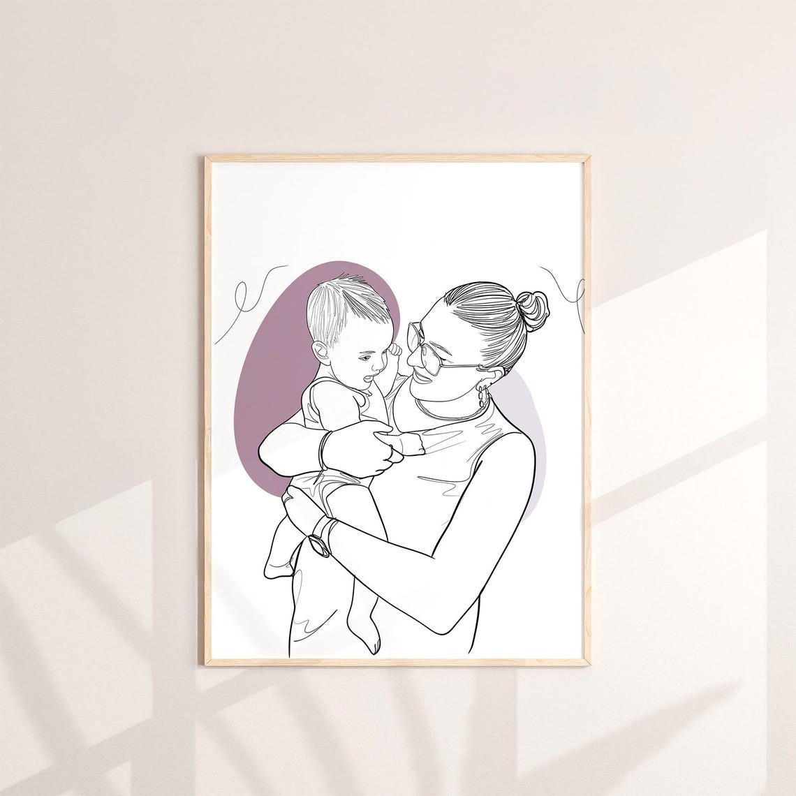 My Daddy Personalized Line Portrait of Dad Cuddling Child Poster - Image 2